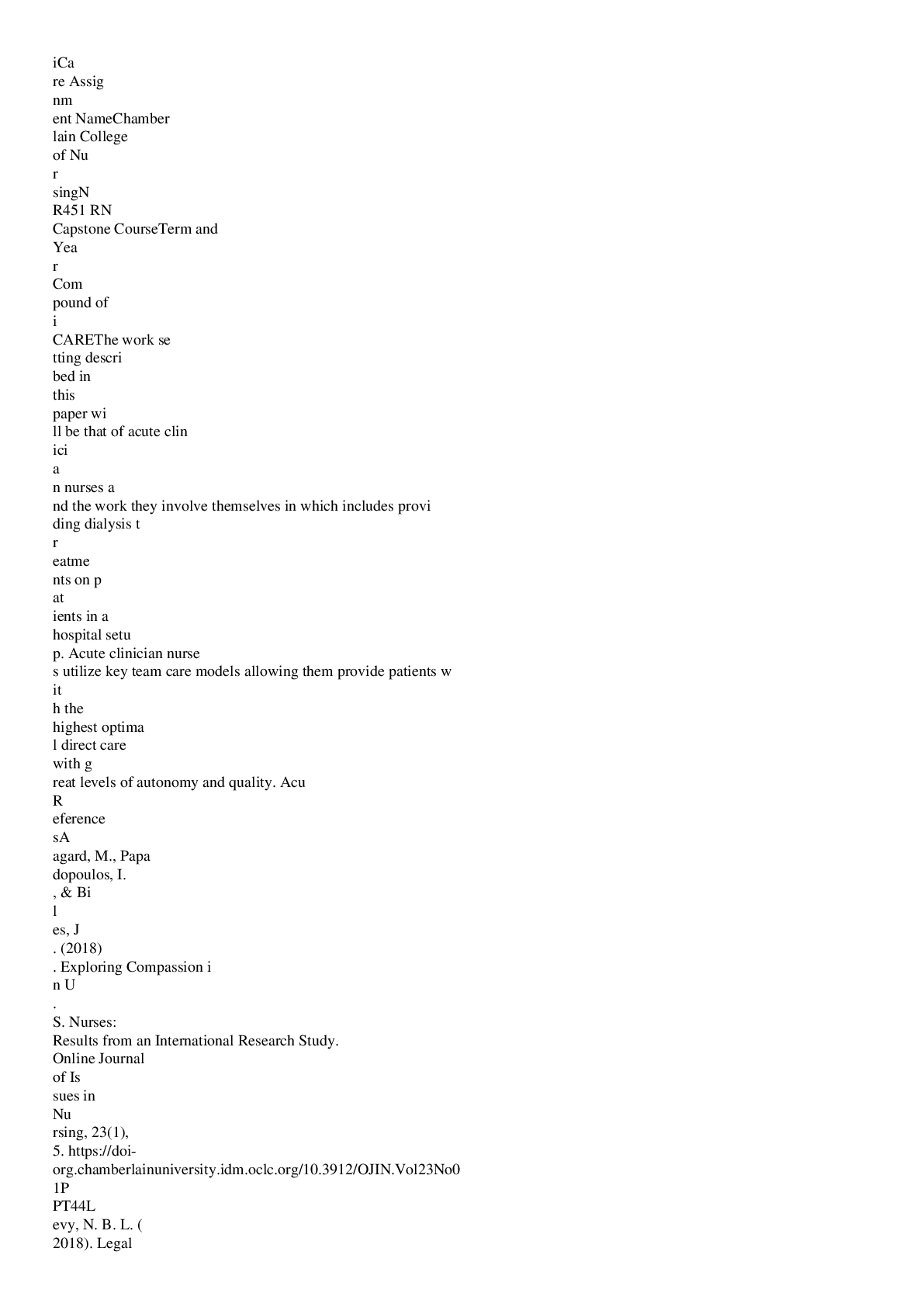 Preview image for NR451 Week 5 assignment I CARE paper